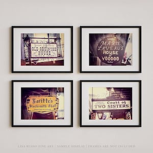 Bourbon Street Bar Sign Prints: New Orleans French Quarter Art - Set of 4