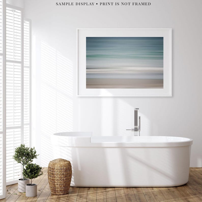 Coastal Abstract Print Unframed Photography Print, Pastel Blue Ocean Wall Art, Modern Beach Decor, Bathroom Bedroom Living Room Gift Her afbeelding 5