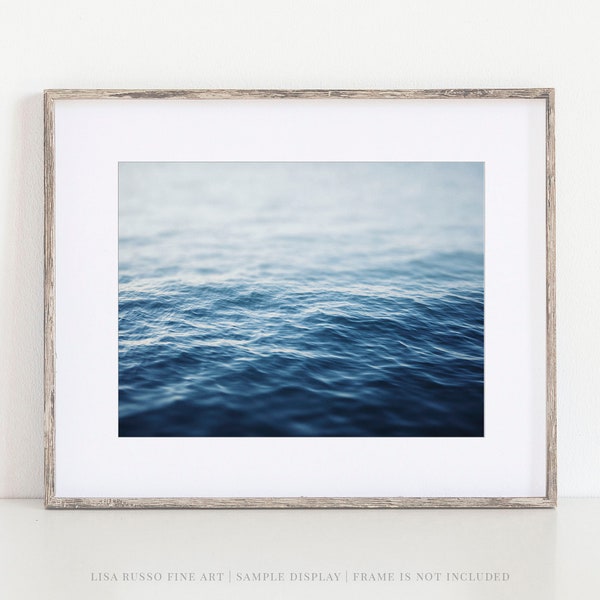 Coastal Blue Surf Wall Art - Minimalist Office and Bathroom Decor - Beach Photography