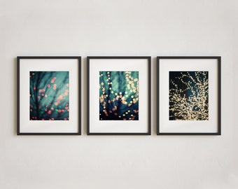 Blue Abstract Artwork Set - Contemporary Wall Art - Modern Decor Set of 3 Prints or Canvas