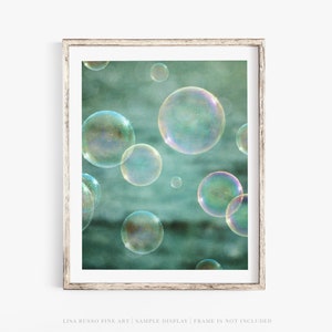 Bathroom Teal Aqua Bubbles Wall Art Bathroom Nursery or Laundry Room Decor Photography Print or Canvas Childrens Bathroom Art image 4