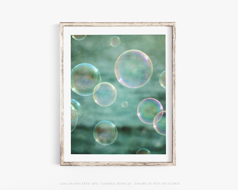 Bathroom Teal Aqua Bubbles Wall Art Bathroom Nursery or Laundry Room Decor Photography Print or Canvas Childrens Bathroom Art image 4