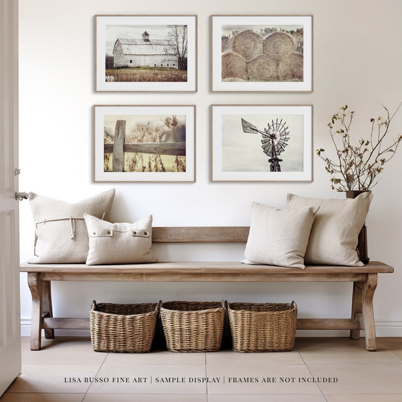 Farmhouse Wall Decor Rustic Home Decor Farmhouse Prints or Canvas Neutral Living Room Bedroom Dining Room Decor Set of 4 image 1