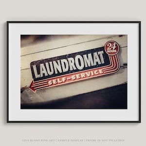 Retro Laundromat Sign Photo Print: Vintage Laundry Room Decor
