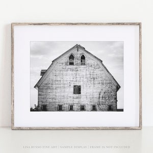 Black and White Farmhouse Wall Art Print - Barn Landscape Home Decor Gift for Her