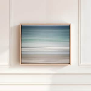 Framed Coastal Abstract Canvas Wall Art: Modern Blue Decor
