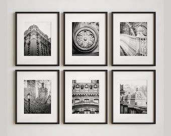 New York City Wall Art - Black and White Prints or Canvases - Set of 6 for Living Room Bedroom or Office Decor