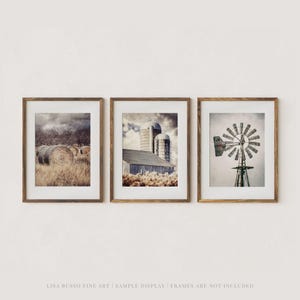 Farmhouse Wall Decor: Rustic Country Prints (Set of 3, Neutral Colors) - Unframed Photography Prints