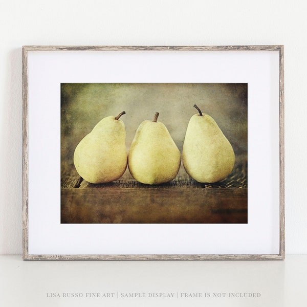 Farmhouse Pears Kitchen Print - Yellow Vintage-Style Wall Art for Country Dining Room - Mom Gift