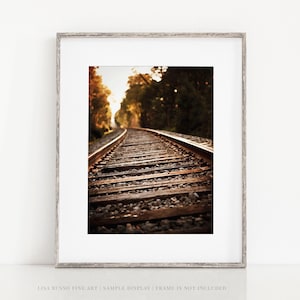 Rustic Railroad Wall Art Print | Autumn Railway Photography for Farmhouse, Vintage, or Industrial Decor