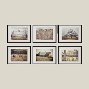 Farmhouse Landscape Art Prints: Beige Rustic Wall Decor Set - Unframed Photography Prints
