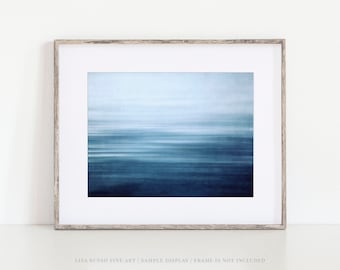 Blue Abstract Modern Wall Art Print - Minimalist Office Decor - Coastal Beach - Gift for Him, Her