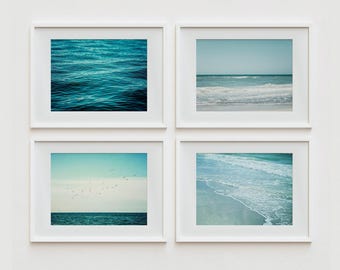 Coastal Wall Art: Turquoise Beach Prints for Home (Set of 4) - Unframed Photography Prints