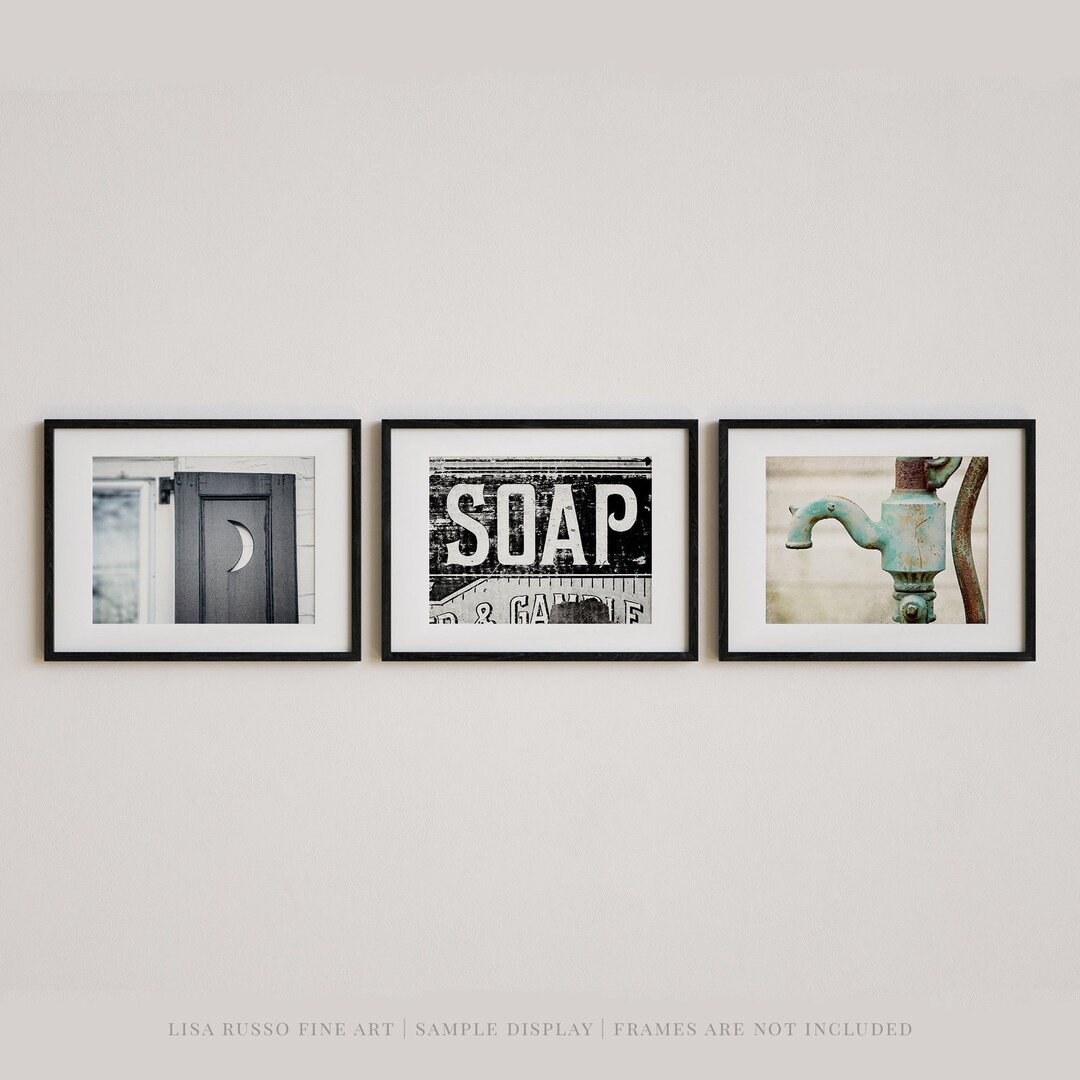 Rustic Bathroom Wall Decor Art Prints or Canvas, Farmhouse Country