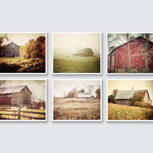White Rustic Farmhouse Wall Art Decor. Country Barn Landscape Etsy