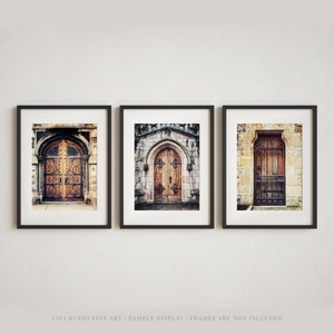 Vintage London and York Ornate Door Prints for Rustic Wall Decor - Set of 3 for Living Room, Bedroom or Office