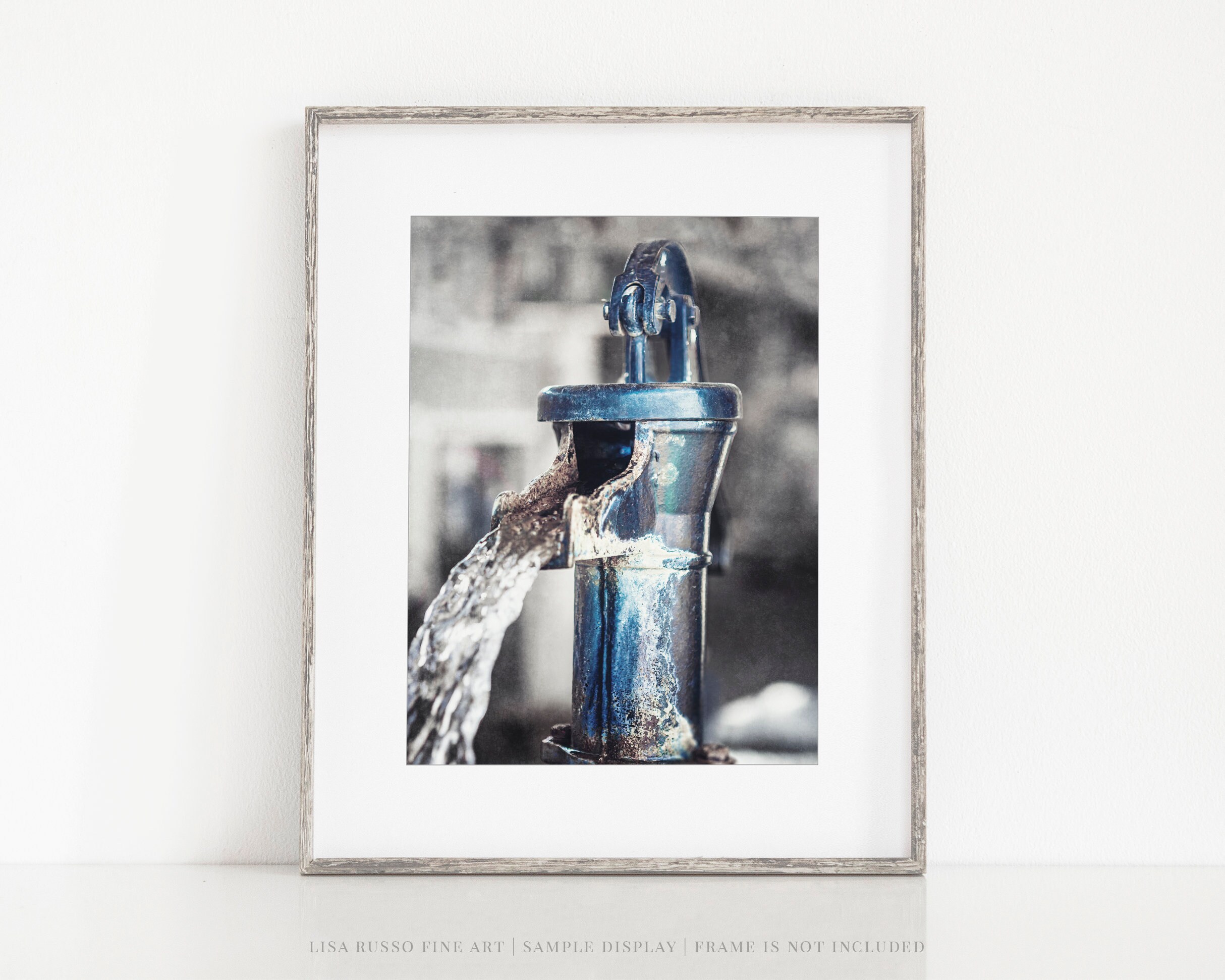 LISA RUSSO FINE ART - Bathroom Wall Decor Set Of 4 Photo Prints - Unframed - Farmhouse, Rustic, Country Style - Blue, Black, Teal (4 5x7 Prints With 8x10 Mats