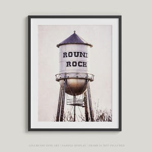 Vintage Water Tower Print: Round Rock Texas Farmhouse Decor