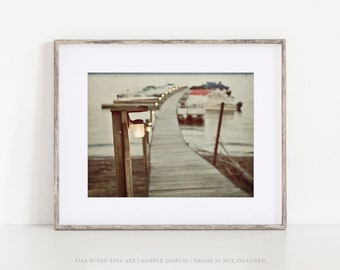 Nautical Wall Art - Lake Landscape Photography - Boating Print - Sunset Boat Dock - Lodge Decor - Boat Gifts