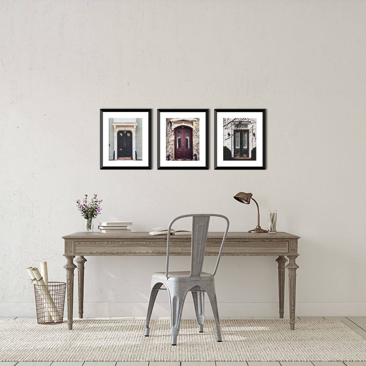 Rustic Architecture Wall Art Decor Set of 3 Vintage Door Art Etsy