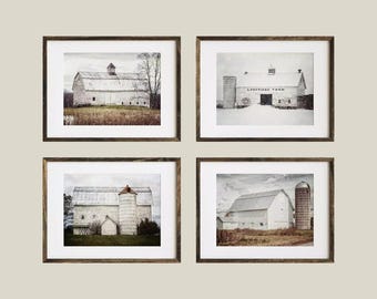 Barn Landscape Photography: Country Farmhouse Prints (4-Piece Set) - Unframed Photography Prints