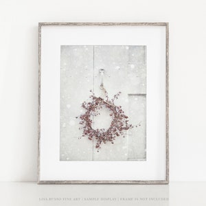 White Winter Wall Art - Shabby Chic Print or Canvas - Minimalist Bathroom or Kitchen Decor - Gift for Woman - Cottage-Chic Style