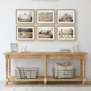 Farmhouse Landscape Art Prints: Beige Rustic Wall Decor Set