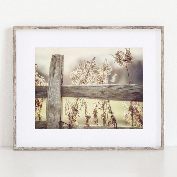 Golden Pasture Fence Print Unframed Photography Print, Rustic Farmhouse Wall Art, Pennsylvania Country Landscape, Living Room Kitchen Gift