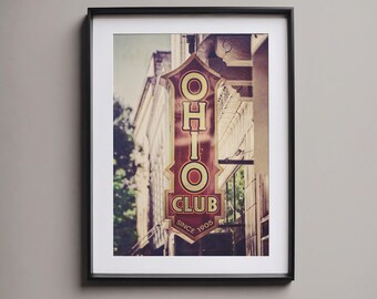 Ohio Club Vintage Bar Print - Historic Hot Springs Arkansas Decor