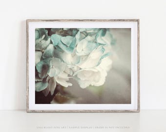 Blue Hydrangea Flower Print - Vintage Shabby Chic Wall Decor
