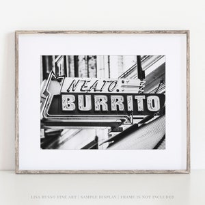 Neato Burrito Harrisburg PA Black and White Photography Wall Art - Funny Kitchen and Dorm Room Decor Print