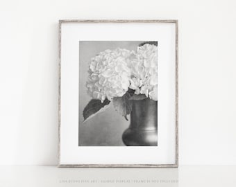 Flower Photography Print: Black and White Hydrangea