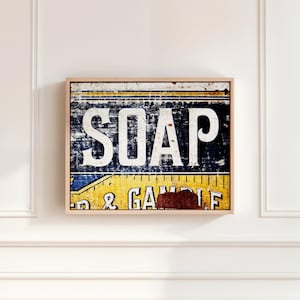 Vintage Soap Crate Canvas Print - Framed Bathroom or Laundry Decor