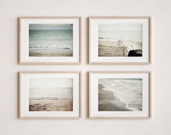 Fotografías de playas de la costa del Golfo: Conjunto de fotografías en tonos beige y azul suave - Impresiones fotográficas sin marco