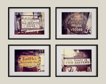 Bourbon Street Prints: Vintage New Orleans Art Set of 4 - Unframed Photography Prints