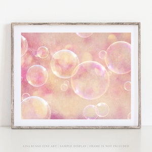 Pink Bubbles Abstract Wall Art Print for Bathroom or Nursery Decor