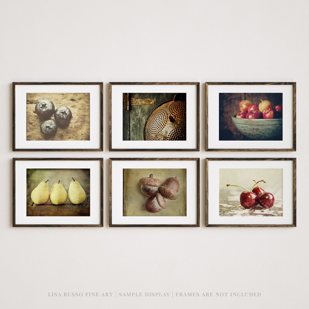 Rustic Country Kitchen Wall Art Set of 6 Prints or Canvas Wraps, Gift