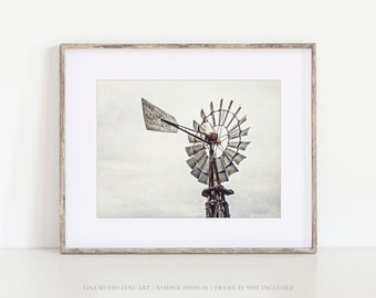 Farmhouse Wall Decor • Vintage Aermotor Windmill Print • Windmill Wall Decor • Rustic Country Photo Print • Gift for Her • Original Art