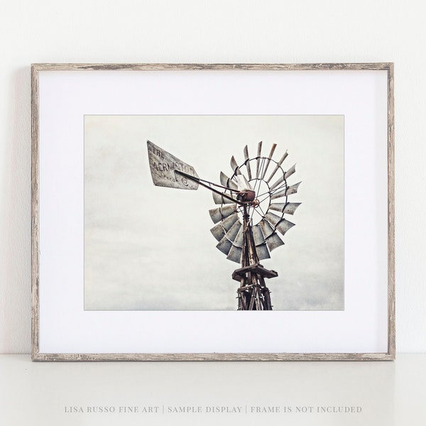 Farmhouse Wall Decor • Vintage Aermotor Windmill Print • Windmill Wall Decor • Rustic Country Photo Print • Gift for Her • Original Art