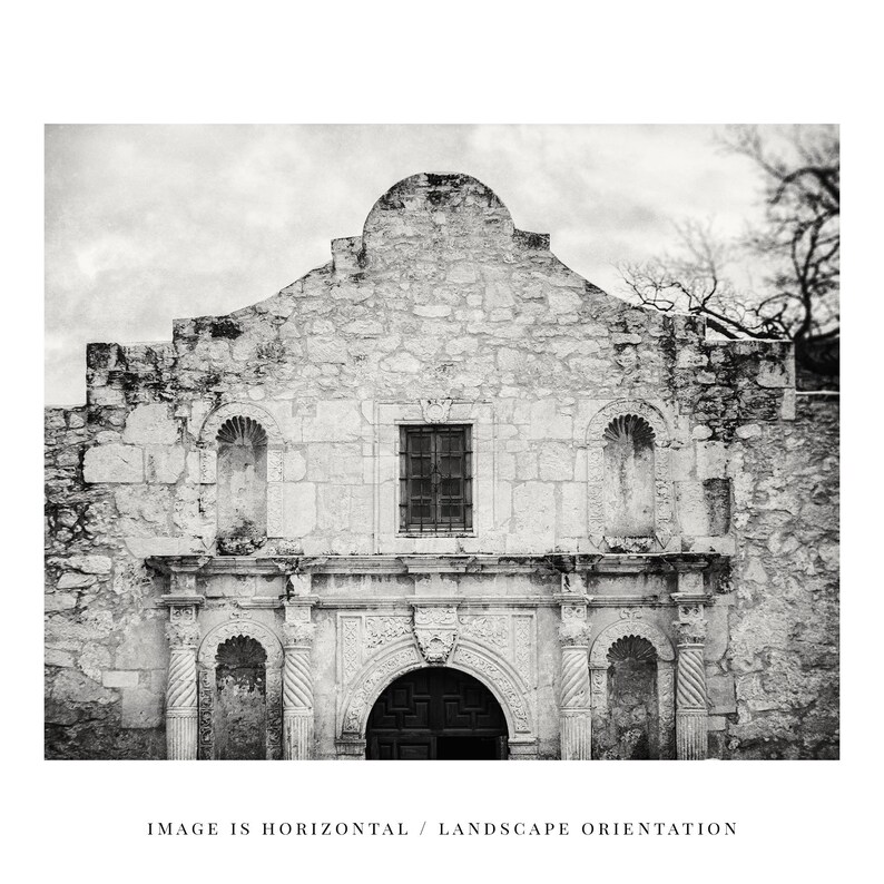 Black and White Alamo Landscape Photography. Texas Etsy