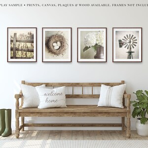 Country Farmhouse Wall Art Prints or Canvas Beige Shabby Chic Decor Gallery Set of 4 for Living Room, Bedroom, Kitchen Gift for Her image 5