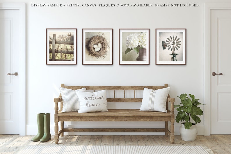Country Farmhouse Wall Art Prints or Canvas Beige Shabby Chic Decor Gallery Set of 4 for Living Room, Bedroom, Kitchen Gift for Her image 5