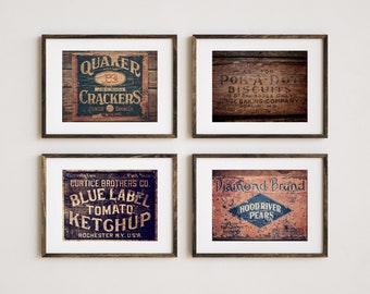 Country Farmhouse Kitchen Art Prints or Canvas - Vintage Brown Signs for Wall Decor - Mom or Her Gift - Dining Room Wall Art