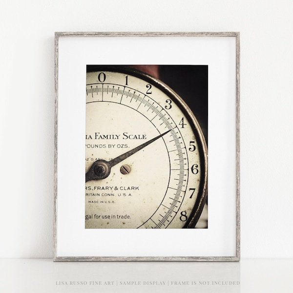 Vintage Family Scale Wall Art Print - Farmhouse Kitchen Decor - Gift for Mom Grandmother - Country Office, Foyer - Brown and Beige