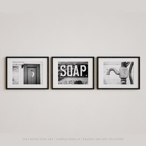 Farmhouse Black and White Bathroom Art Prints or Canvas Set Country Bathroom Wall Decor Gift for Her Set of 3 image 2