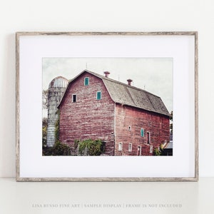 Rustic Red Barn Landscape Photography Print - Farmhouse Wall Art for Country Home Decor - Weathered Barn Art