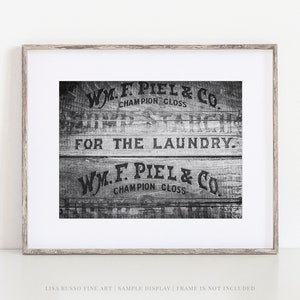 Rustic Black and White Farmhouse Laundry Wall Art - Photography Print or Canvas - Gift for Her