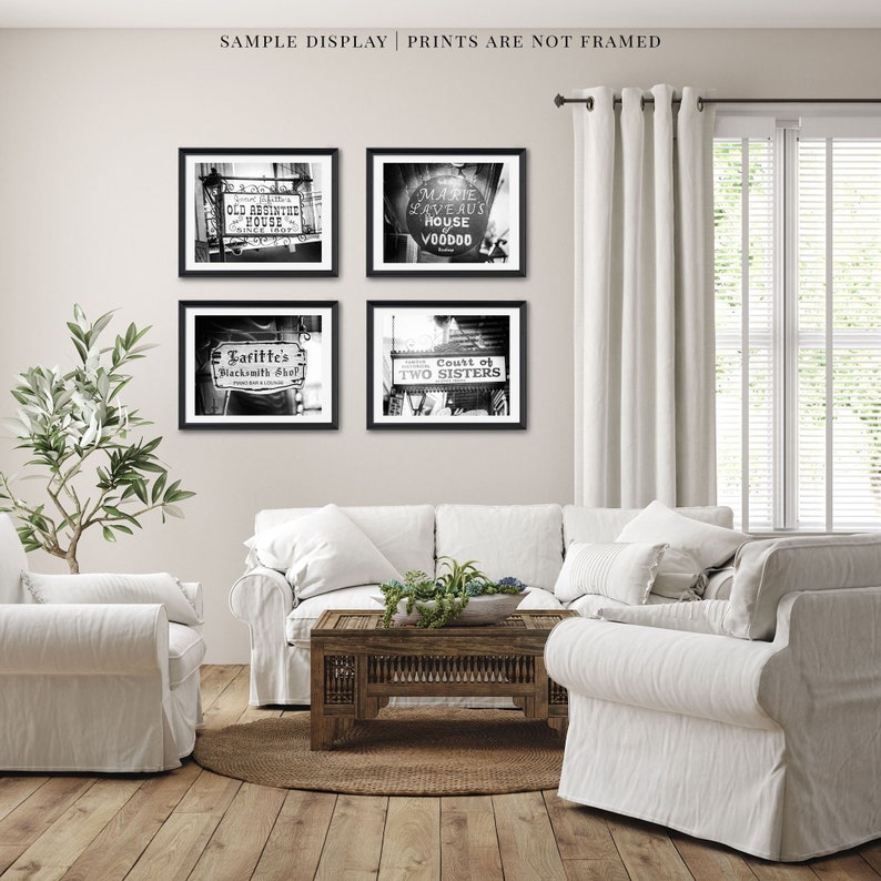 New Orleans Art Print Set Black and White French Quarter Gallery Wall Louisiana Home Bar Decor 5x7 8x10 11x14 16x20 Sizes Available image 2