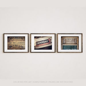 Retro Farmhouse Laundry Room Prints or Canvas - Rustic Vintage-Style Art - Brown, Red - Set of 3 - Gift for Her