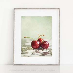 French Country Kitchen Decor - Shabby Chic Cherries Print for Farmhouse Wall Art - Original Kitchen Wall Art